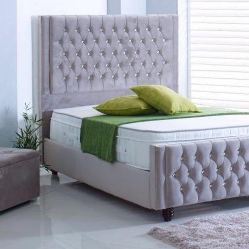 Elite Small Double Bed in Plush Silver
