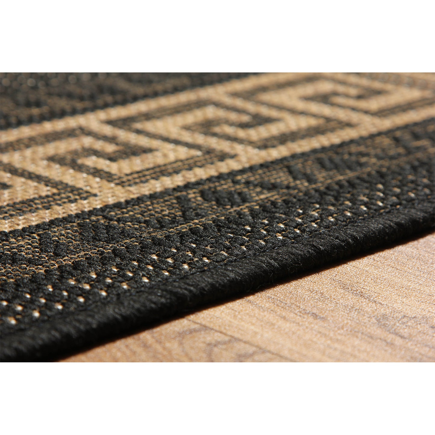 Greek Key Flatweave Black Rug