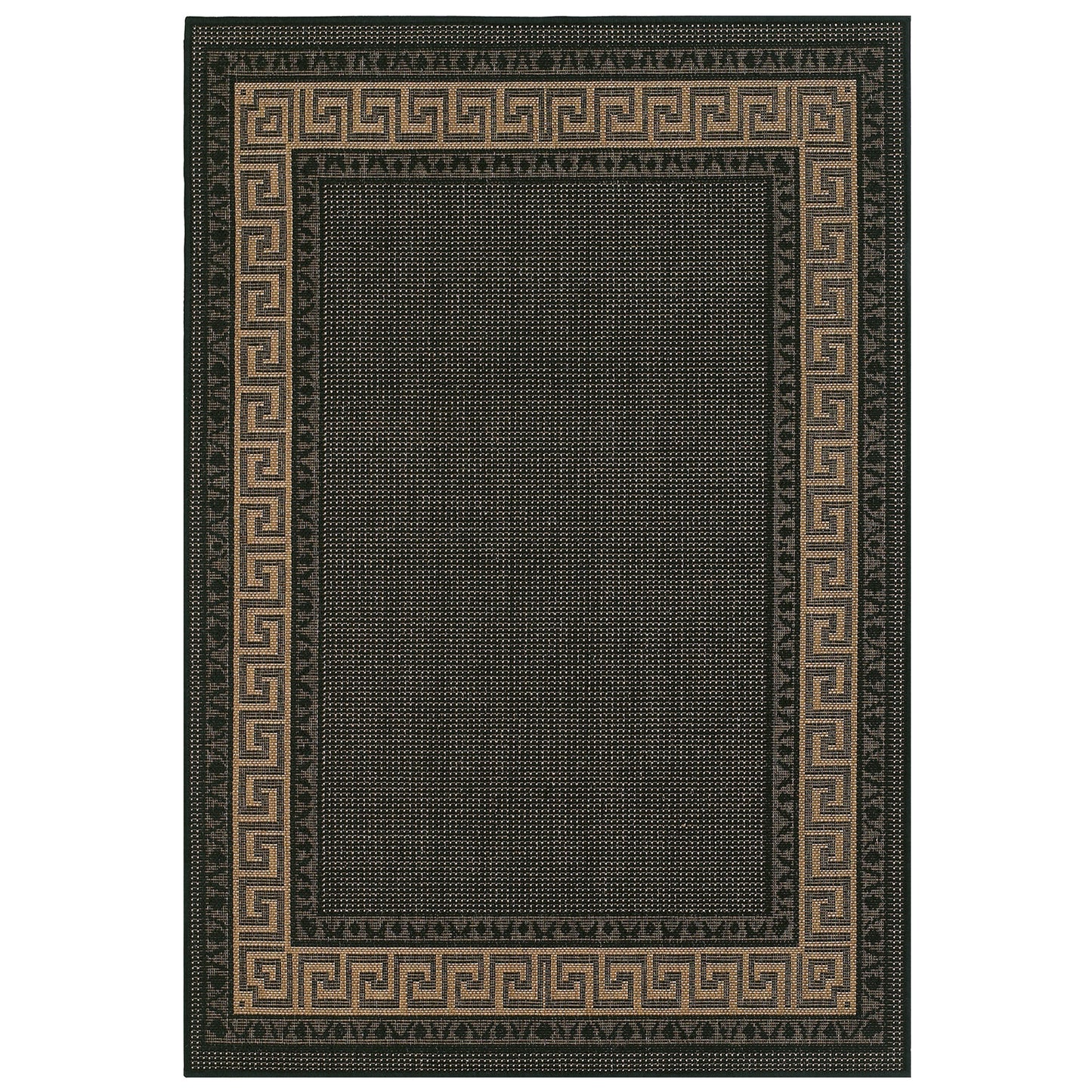 Greek Key Flatweave Black Rug