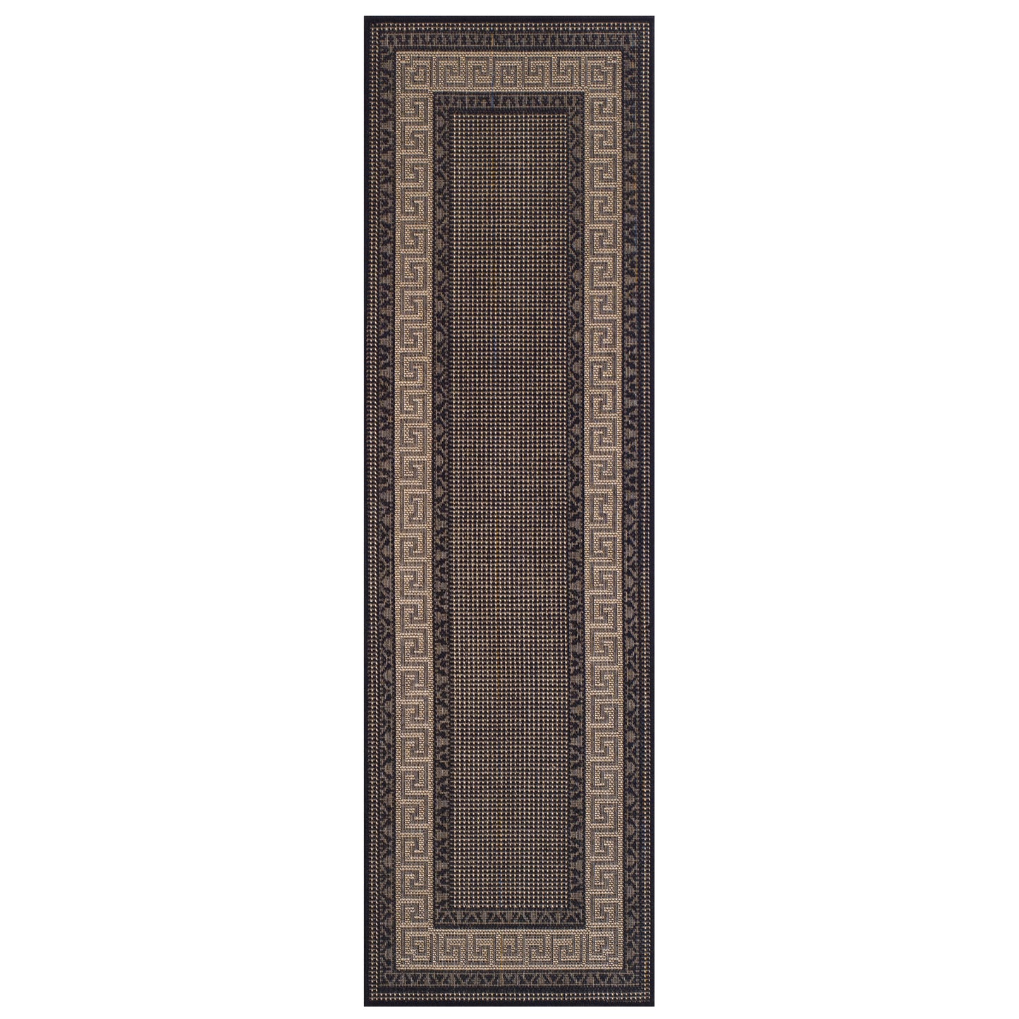 Greek Key Flatweave Black Rug