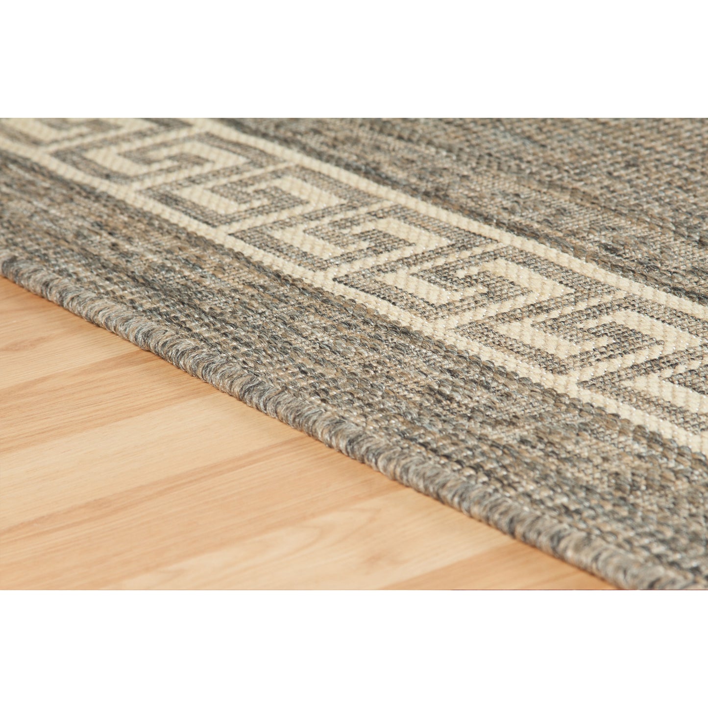 Greek Key Flatweave Grey Rug