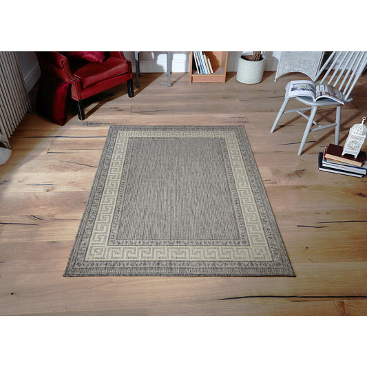 Greek Key Flatweave Grey Rug