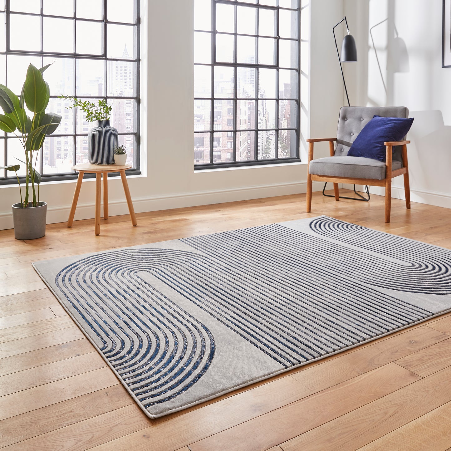 Apollo 2683 Grey & Navy Rug