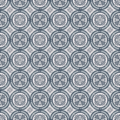 Patterned fabric with blue and white geometric design