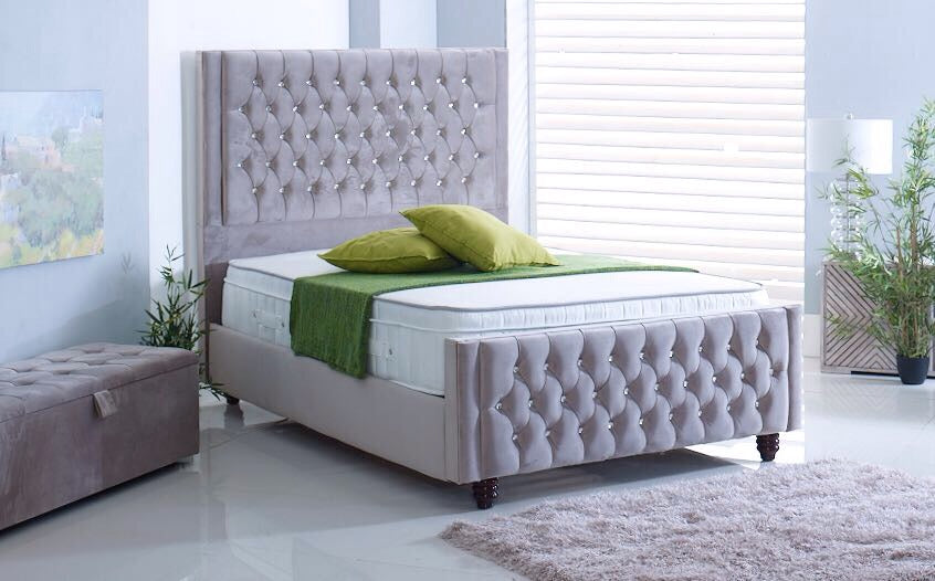 Elite King Size Bed in Plush Silver