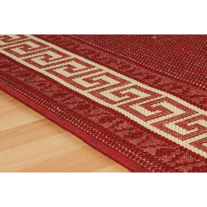 Greek Key Flatweave Red Rug