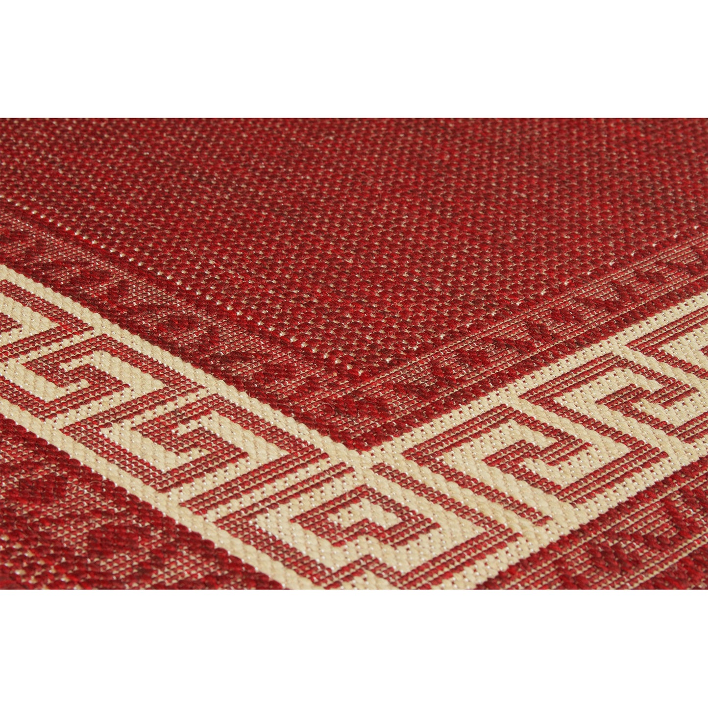 Greek Key Flatweave Red Rug