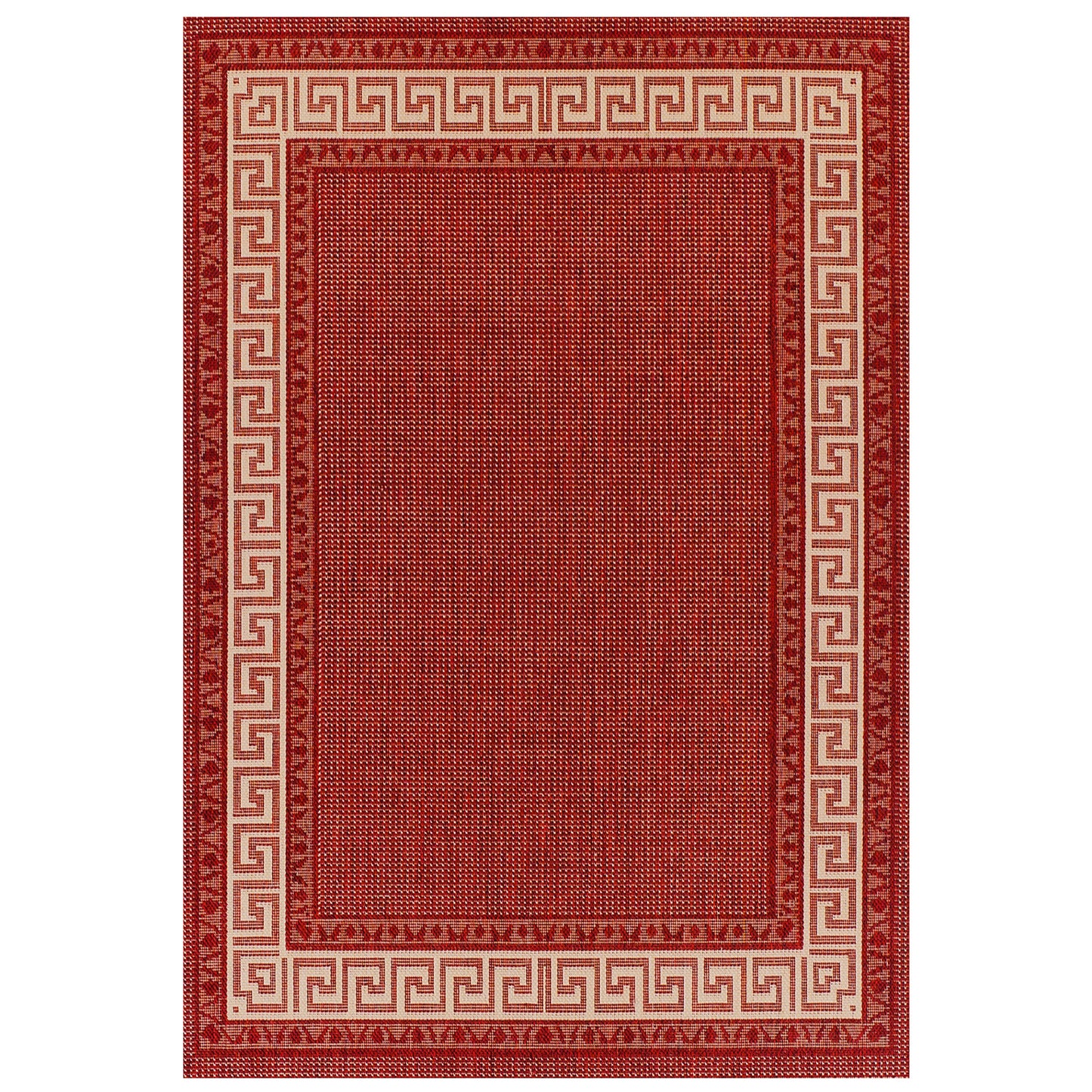 Greek Key Flatweave Red Rug