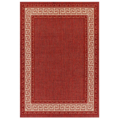 Greek Key Flatweave Red Rug