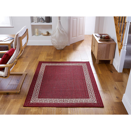 Greek Key Flatweave Red Rug