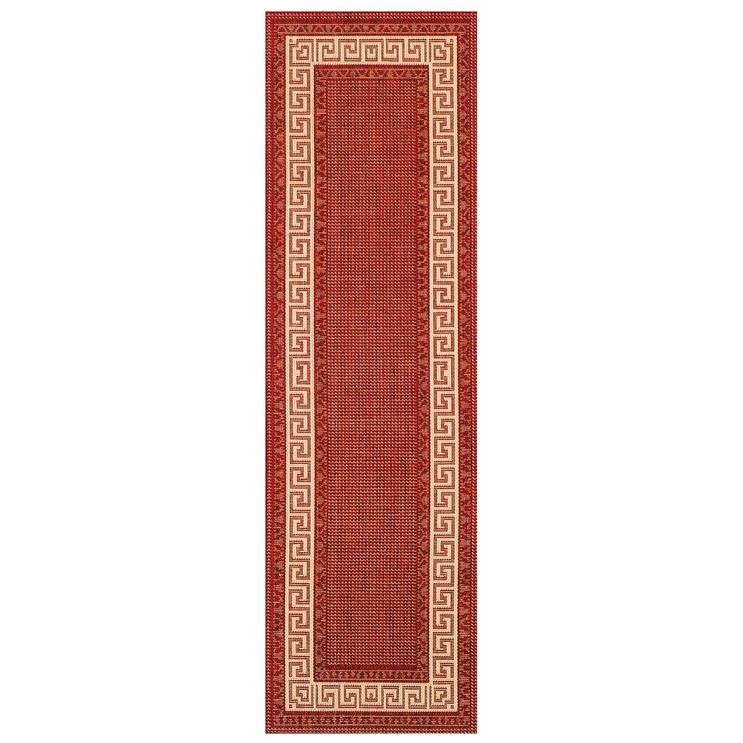 Greek Key Flatweave Red Rug