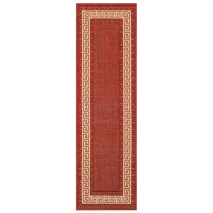 Greek Key Flatweave Red Rug