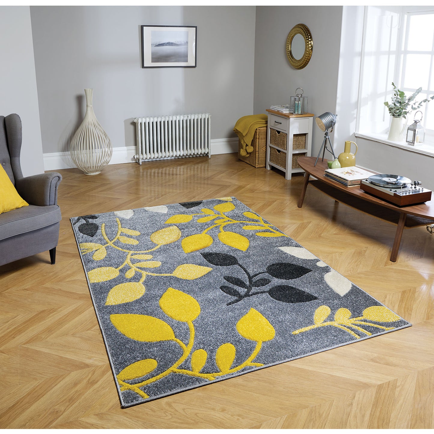 Portland Grey/Cream/Yellow Rug (10961)