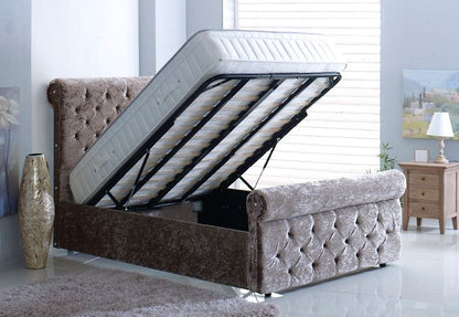 Romney Ottoman Small Double Bed in Velvet Truffle